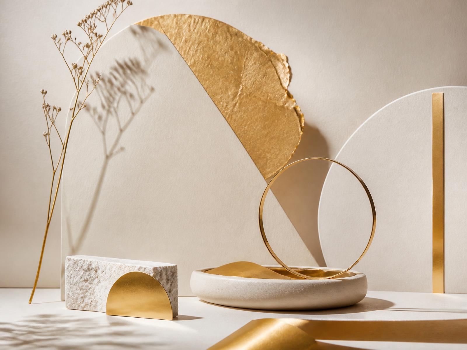 Composition éditoriale or et crème